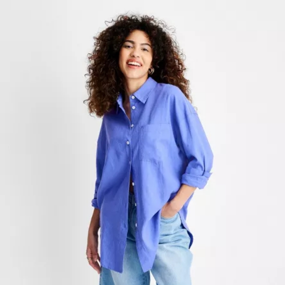 NEW Future Collective Long Sleeve Oversized Poplin Shirt